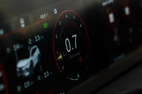 Modern car dashboard with speedometer, tachometer. Car dashboard. Car dashboa Foto stock