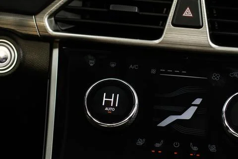 Modern car digital automatic climate control system. Car air conditioning sys Stock Photos