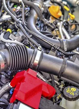 Modern car engine background close up Stock Photos