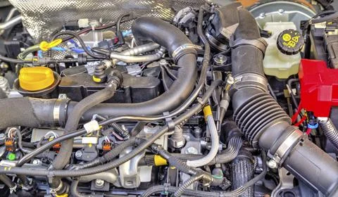 Modern car engine background close up Stock Photos