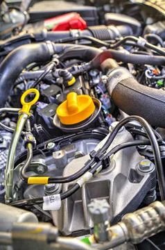 Modern car engine background close up Stock Photos