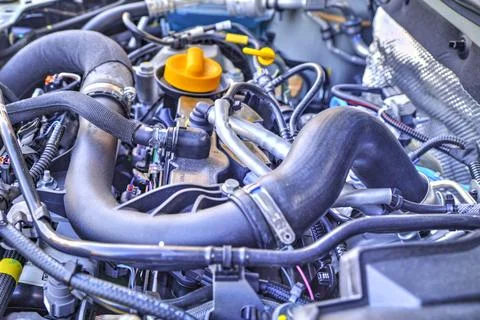 Modern car engine background close up Foto stock