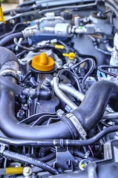 Modern car engine background close up Foto stock