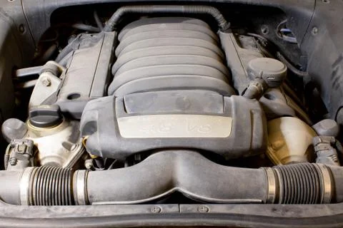 Modern car engine in dust Stock Photos