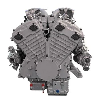 Modern car engine isolated on white background Fotos de archivo