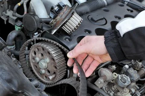 Modern car engine servicing Stock Photos