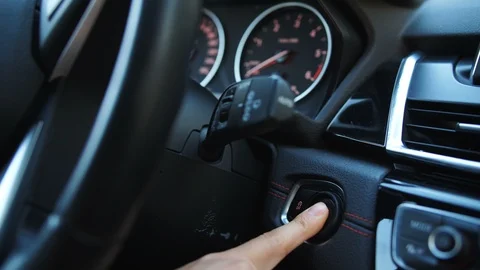 Modern Car Engine Start Stop Button Pressed in Slow Motion 4k 動画素材 100632436