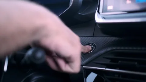 Modern Car Engine Start Stop Button Press Stock-Footage 314120760