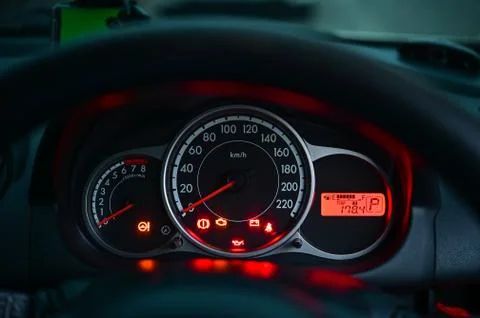 Modern car front panel dashboard on parking status Foto stock