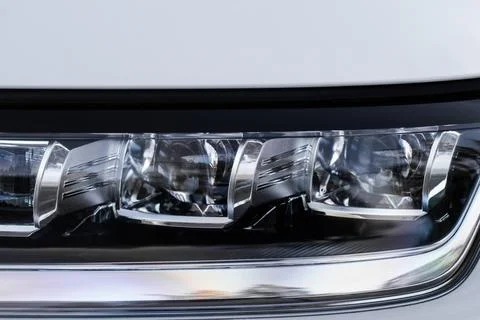 Modern car headlight close up view. LED Headlight of a car. Foto stock