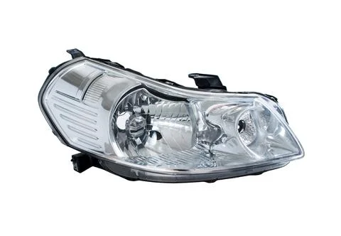 Modern car headlight. Object isolated on white background Stock Photos