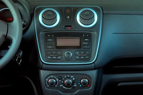 Modern car interior, details inside the car Stock Photos