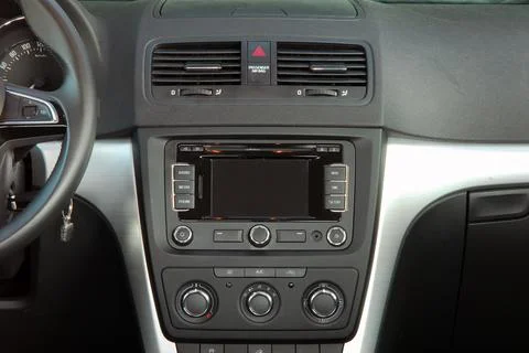Modern car interior, details inside the car Stock Photos