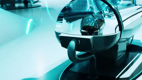 Modern car interior at a display event in a well lit venue Stock Footage 342052795