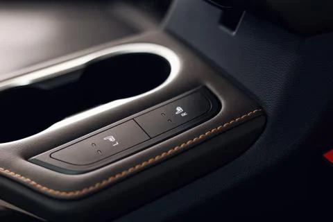 Modern car interior. Soft focus. Modern car illuminated dashboard. Luxurious  Stock Photos