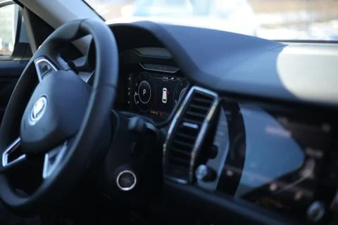 Modern Car Interior Virtual Cockpit Stock Photos