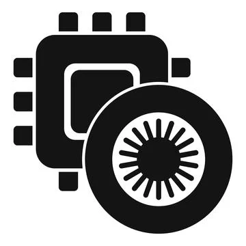 Modern car processor optimizing vehicle performance icon Stock Illustration