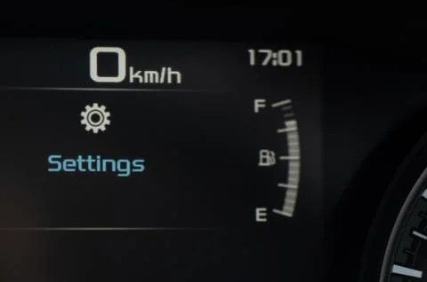 Modern car setting on digital screen Stock Photos
