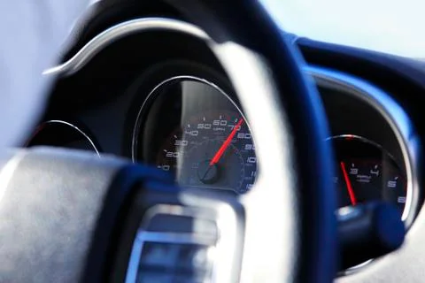 Modern car speedometer Stock Photos