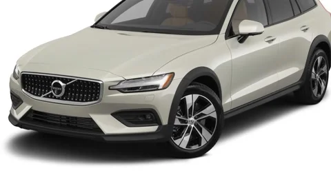 Modern car in studio Birch Light Metallic 2020 Volvo V60 Cross Country T5 AWD Stock Footage 160086126