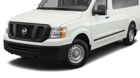 Modern car in studio Glacier White 2020 Nissan NV Passenger S V6 Stock Footage 160096625