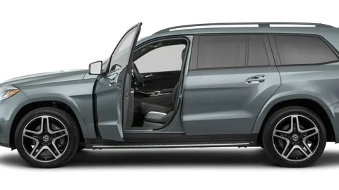 Modern car in studio Gray Metallic 2017 Mercedes-Benz GLS-Class GLS550 4Matic Stock Footage 159948754