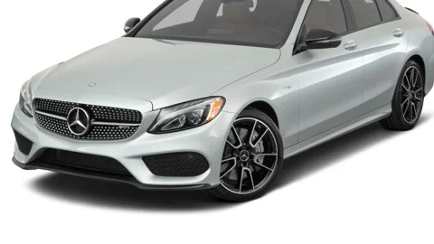 Modern car in studio Iridium Silver Metallic 2017 Mercedes-Benz C-Class AMG C43 Stock Footage 159922033