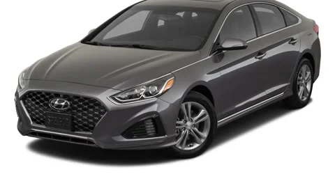 Modern car in studio Machine Gray Metallic 2019 Hyundai Sonata Sport Stock Footage 160034712