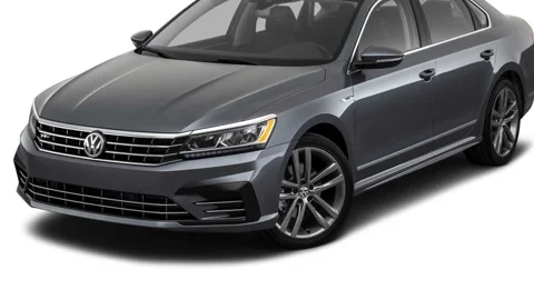 Modern car in studio Platinum Gray Metallic 2019 Volkswagen Passat SE R-Line Stock Footage 160061116