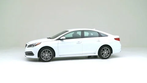 Modern car in studio rotation shot Hot Pepper 2017 Hyundai Sonata Sport 2.0T Stock Footage 159386317
