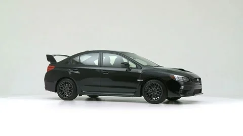 Modern car in studio rotation shot Pure White 2017 Subaru WRX STI Stock Footage 159533217