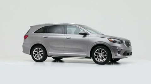 Modern car in studio rotation shot Sapphire Blue 2019 Kia Sorento SX Limited Stock Footage 159533984