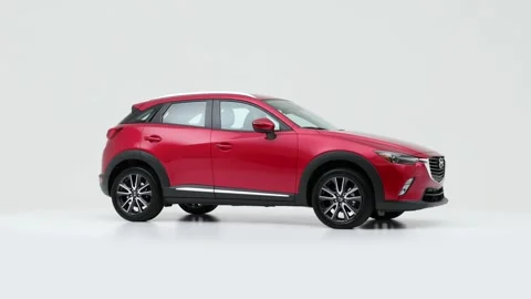 Modern car in studio rotation shot Summit White 2018 Mazda CX-3 Grand Touring Stock Footage 159535441