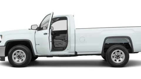 Modern car in studio side view Summit White 2016 GMC Sierra 1500 SE Stock Footage 159860152