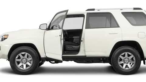 Modern car in studio side view Super White 2016 Toyota 4Runner Trail Stock Footage 159877328