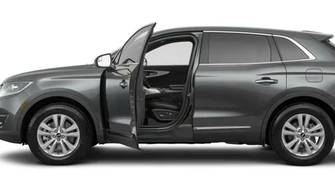 Modern car in studio side view Magnetic Gray Metallic 2017 Lincoln MKX Premiere Stock Footage 159925814