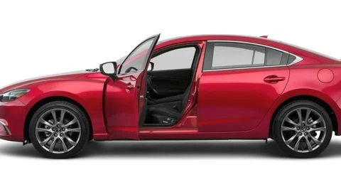 Modern car in studio side view Soul Red Metallic 2017 Mazda MAZDA6 Grand Touring Stock Footage 159942242