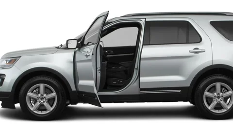 Modern car in studio side view Ingot Silver 2018 Ford Explorer XLT Stock Footage 159985267