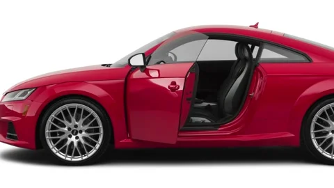 Modern car in studio side view Tango Red Metallic 2018 Audi TTS 2.0 TFSI Stock Footage 160003980