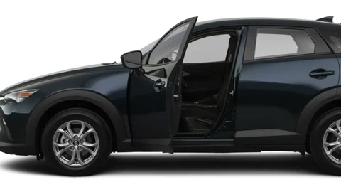 Modern car in studio side view Deep Crystal Blue Mica 2019 Mazda CX-3 Sport Video stock 160015529