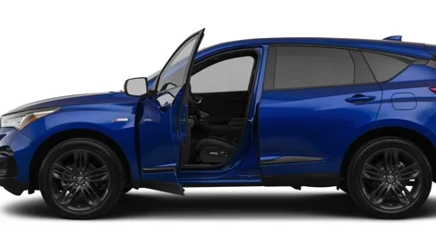 Modern car in studio side view Apex Blue Pearl 2019 Acura RDX A-Spec Package Stock Footage 160026301