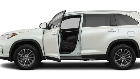 Modern car in studio side view Blizzard Pearl 2019 Toyota Highlander XLE Stock Footage 160030691