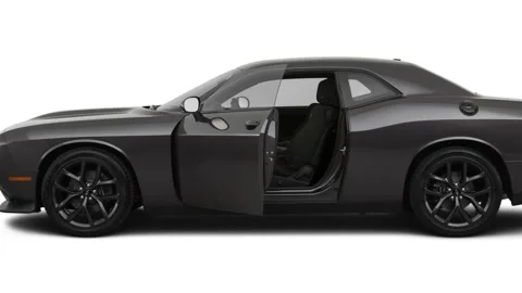 Modern car in studio side view Granite Pearl Coat 2019 Dodge Challenger GT Video stock 160043369