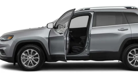 Modern car in studio Silver Metallic Clear coat 2019 Jeep Cherokee Latitude Stock Footage 160007289