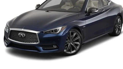 Modern car in studio Solid Red 2020 Infiniti Q60 Red Sport 400 coupe Stock Footage 160102304