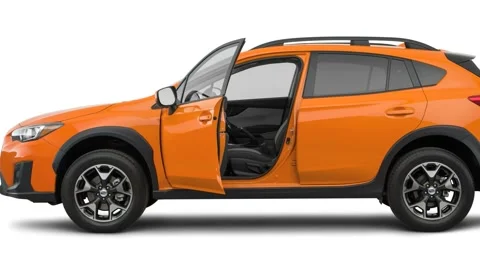Modern car in studio Sunshine Orange 2018 Subaru Crosstrek 2.0i Premium Stock Footage 159934733