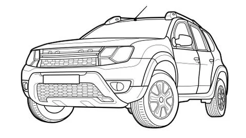 Modern car technical draw Stock Illustration