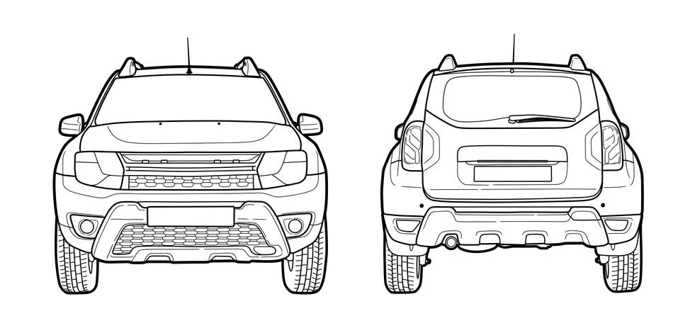 Modern car technical draw Stock Illustration