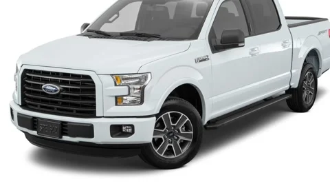 Modern car in white studio front view Oxford White 2016 Ford F-150 XLT Video stock 159858595