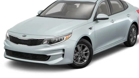 Modern car in white studio front view Sparkling Silver 2016 Kia Optima LX 1.6T Stock Footage 159861004